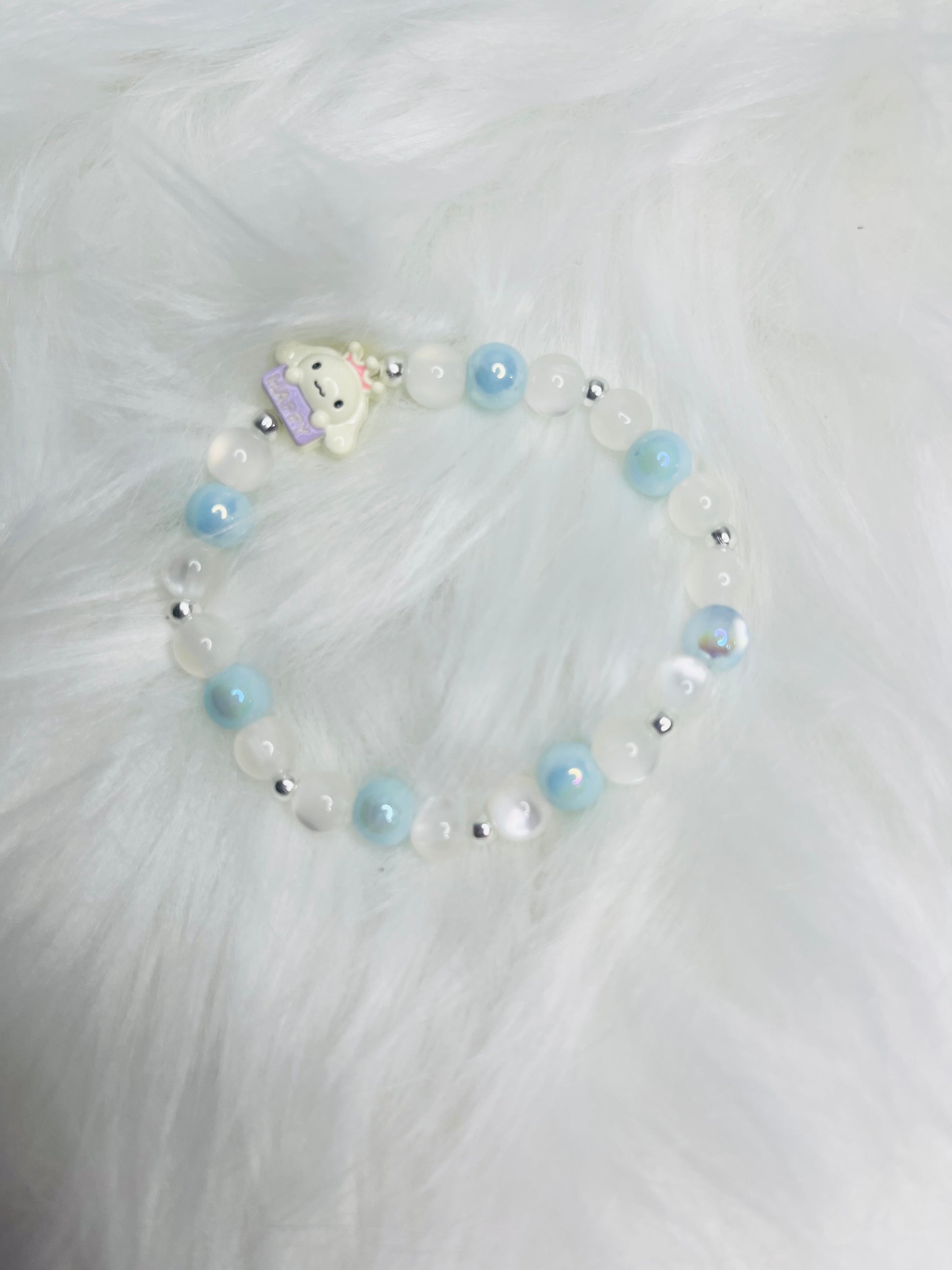 Kawaii Blue Cutie Bundle – Mini Plush Purse + 3D Pen + Handmade Glass Bracelet