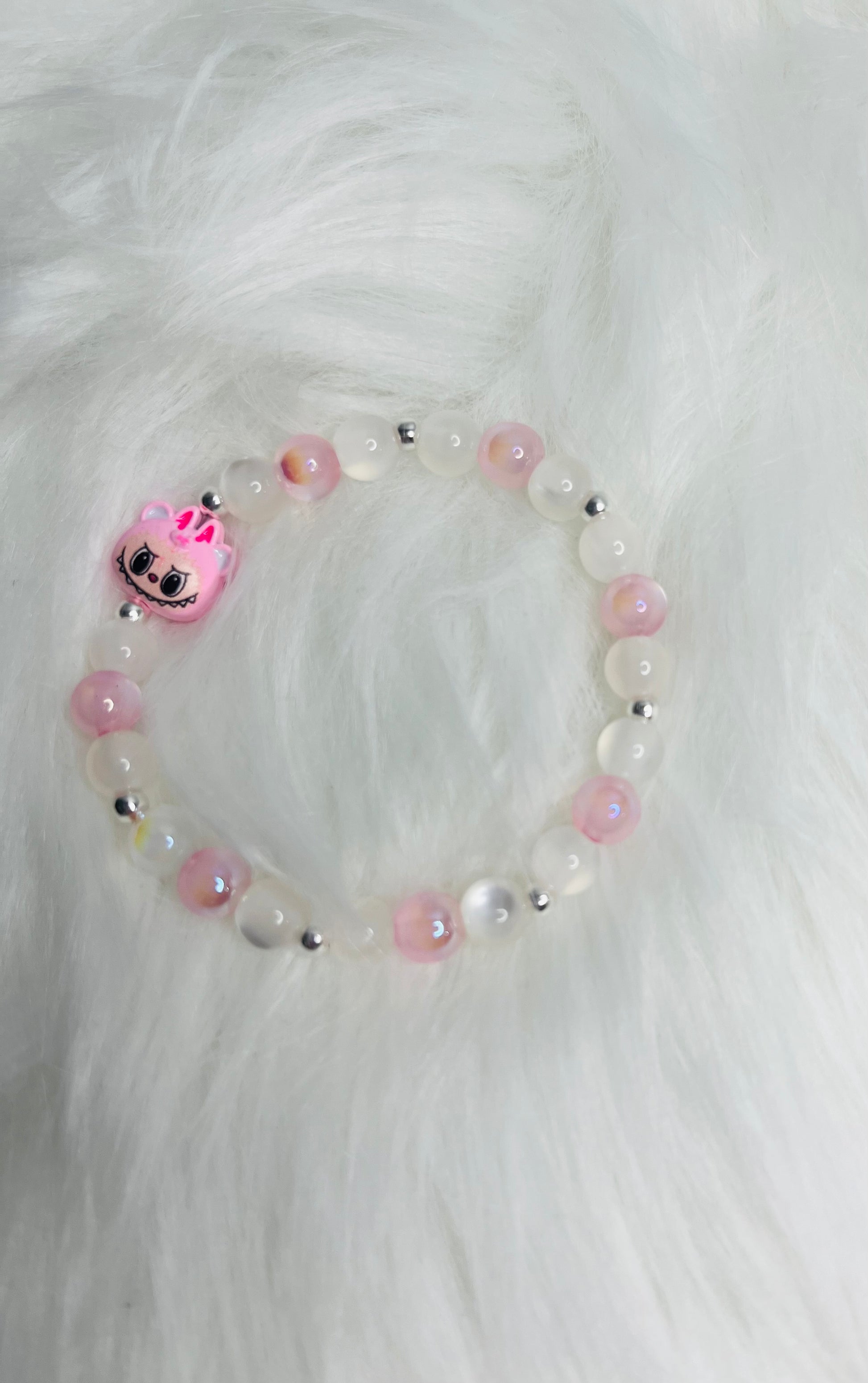 Pink Monster Cutie Bundle – Mini Plush Purse + 3D Pen + Handmade Glass Bracelet