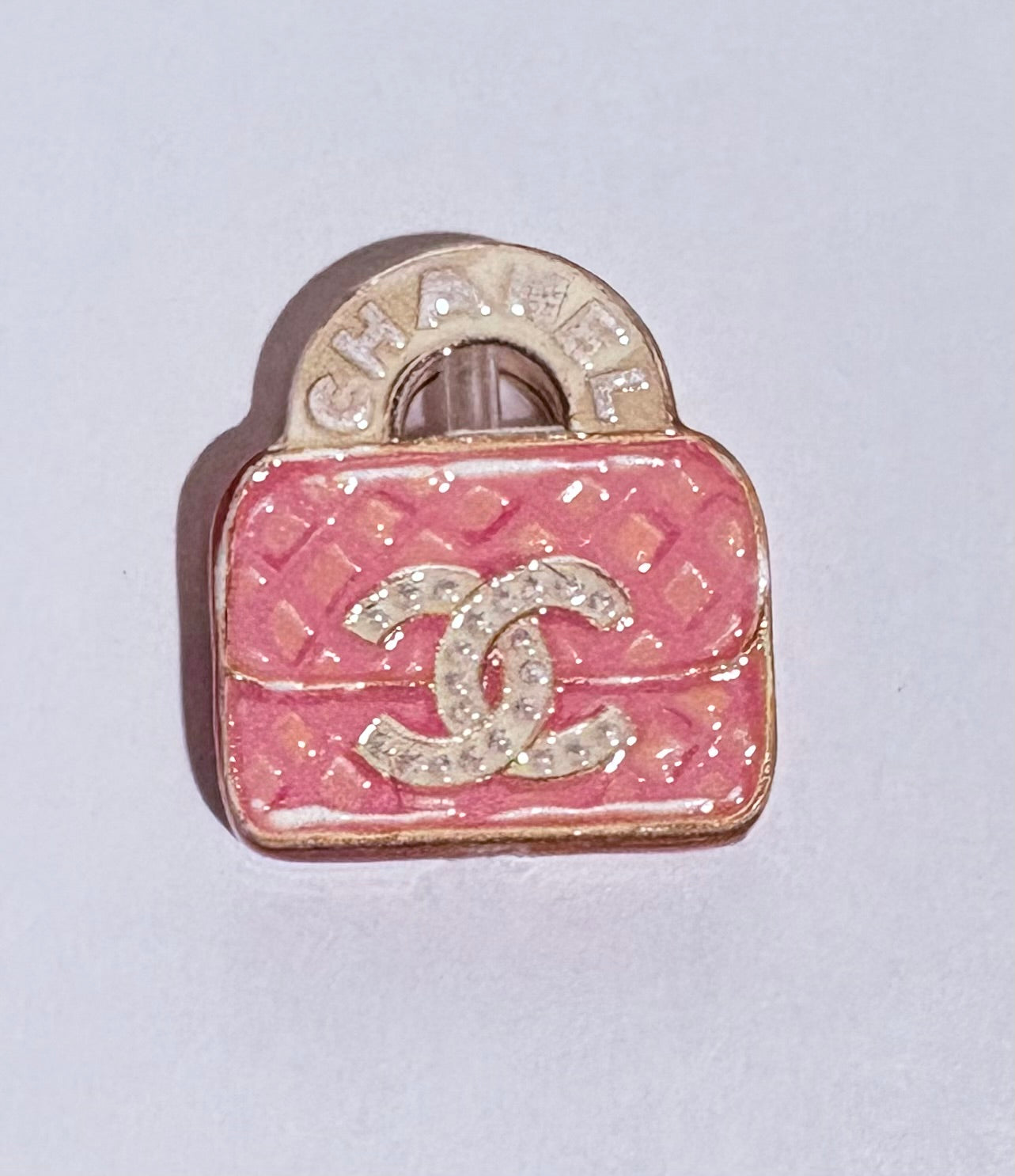 Pink & White C Handbag Acrylic Focal Bead