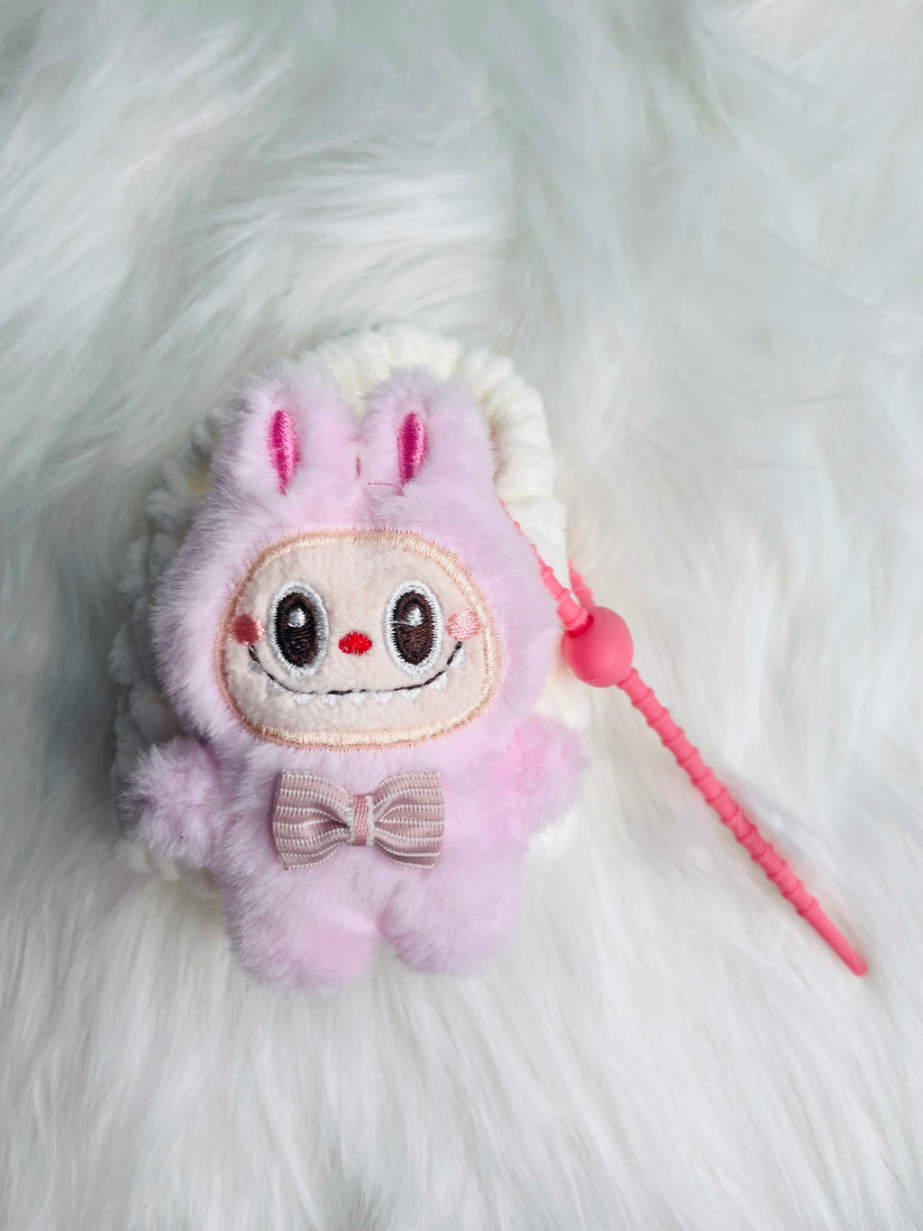 Pink Monster Cutie Bundle – Mini Plush Purse + 3D Pen + Handmade Glass Bracelet