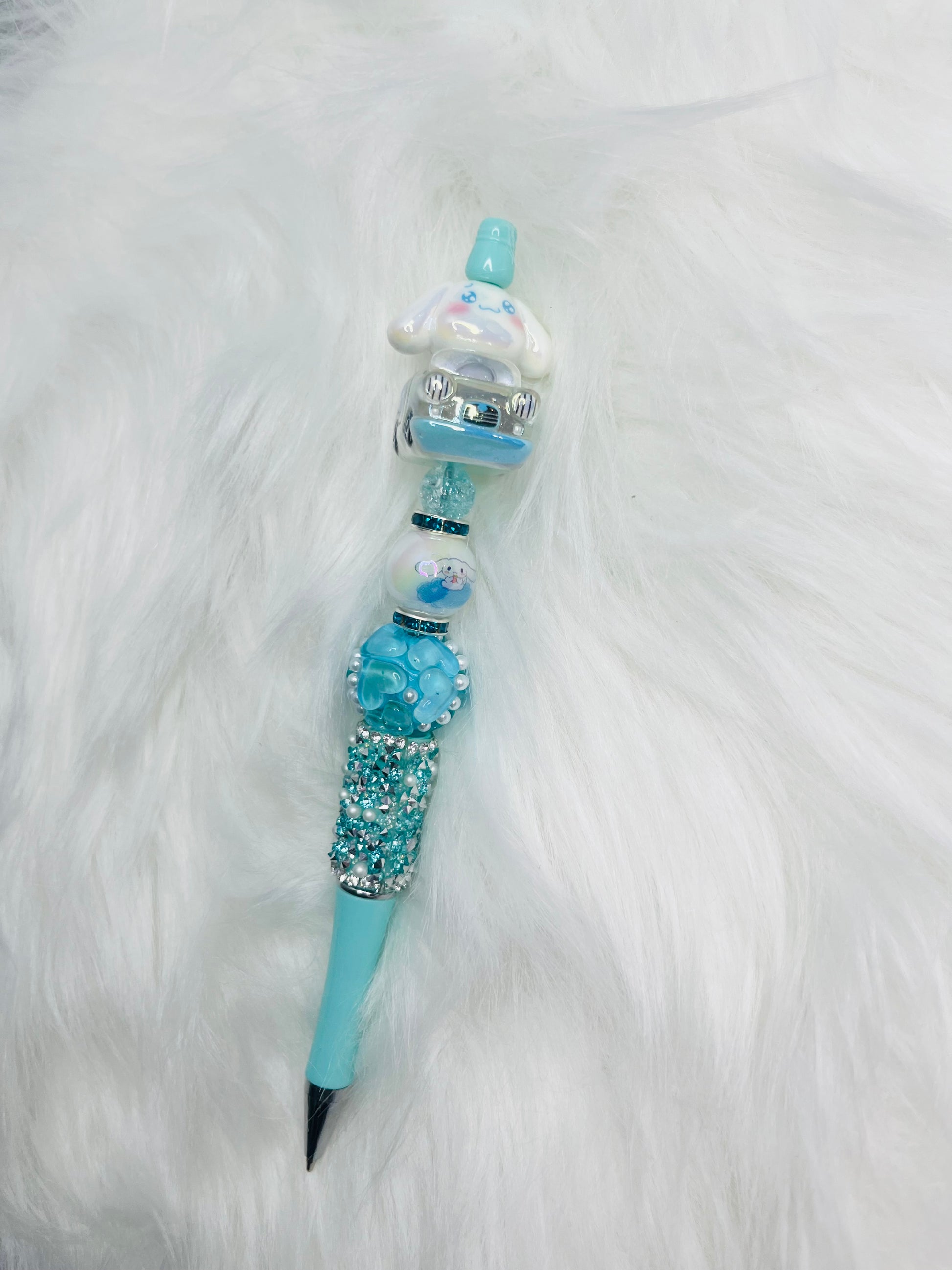 Kawaii Blue Cutie Bundle – Mini Plush Purse + 3D Pen + Handmade Glass Bracelet