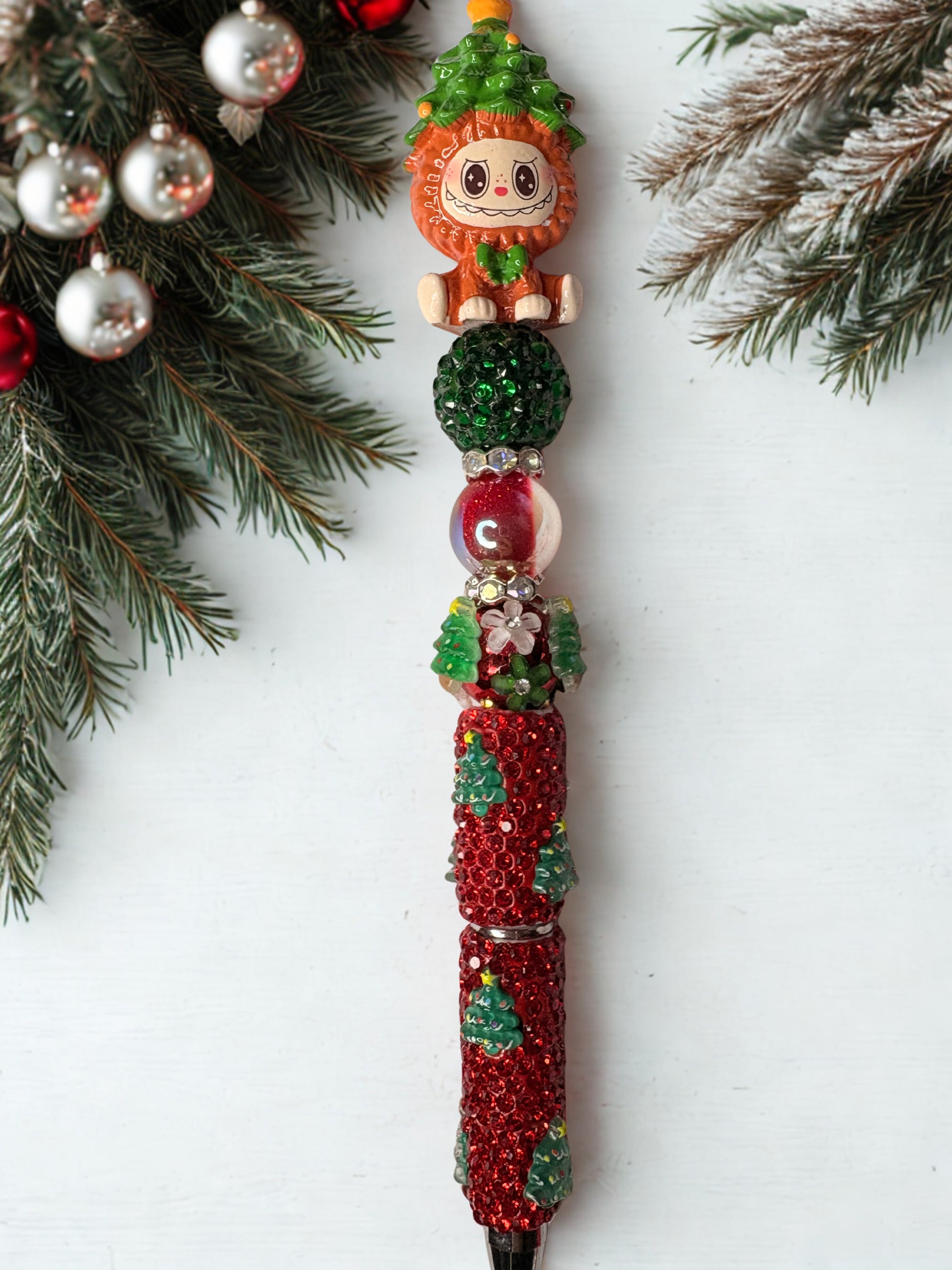 Christmas Tree Monster Inspired Handmade Beaded Pen