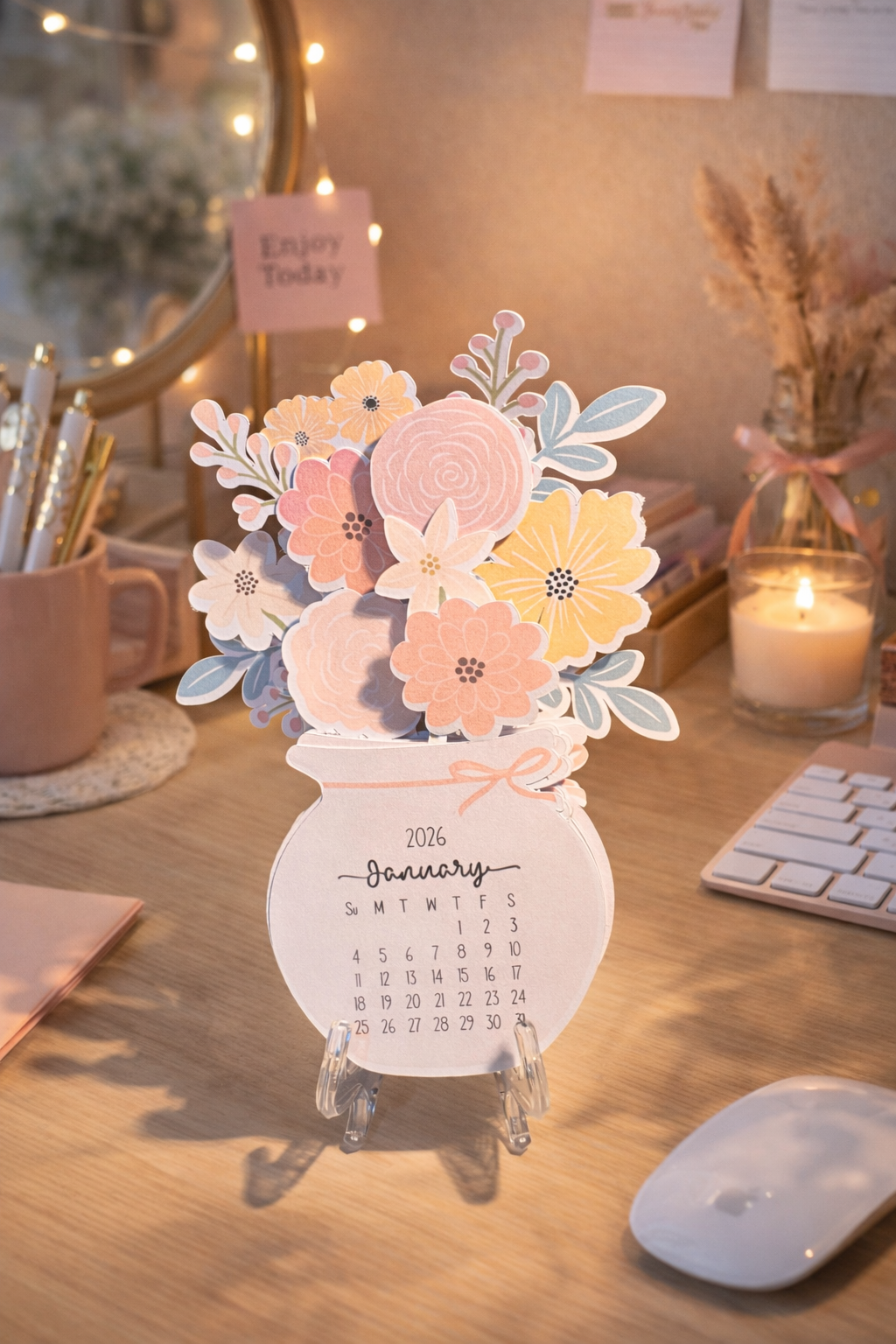 2026 Flower Desk Calendar with stand