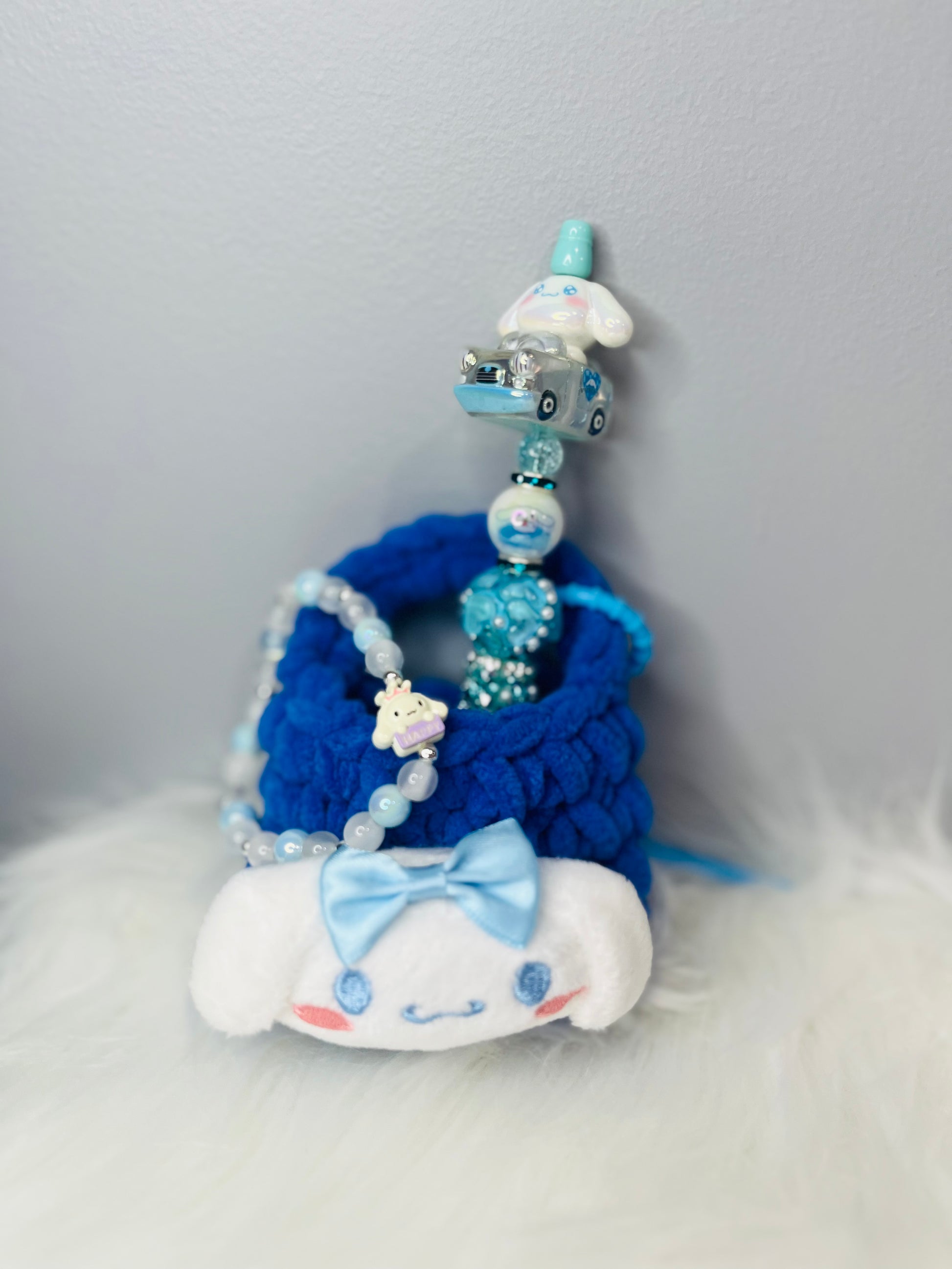 Kawaii Blue Cutie Bundle – Mini Plush Purse + 3D Pen + Handmade Glass Bracelet