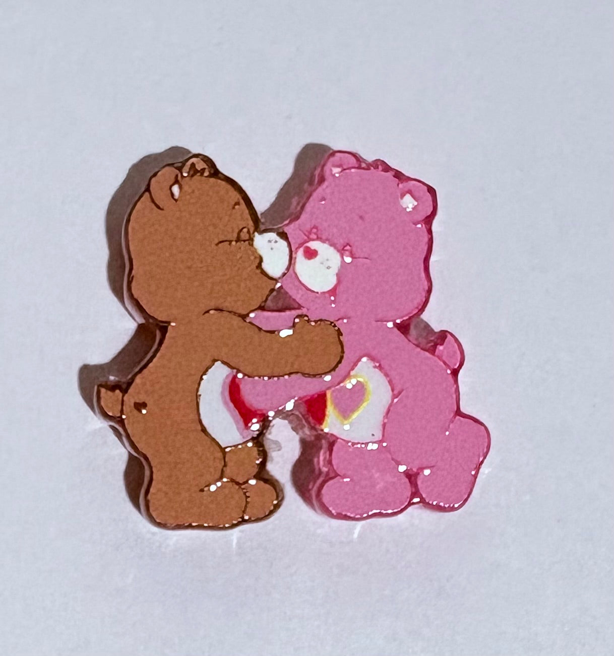 Pink and Brown Love Bears Acrylic Focal Bead