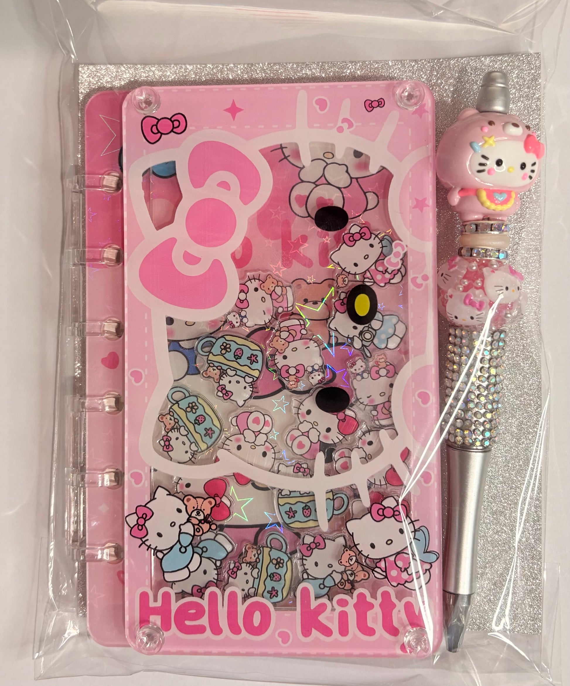 HK Acrylic Refillable Shaker Notebook & Pen Set | Christmas Stationery Gifts