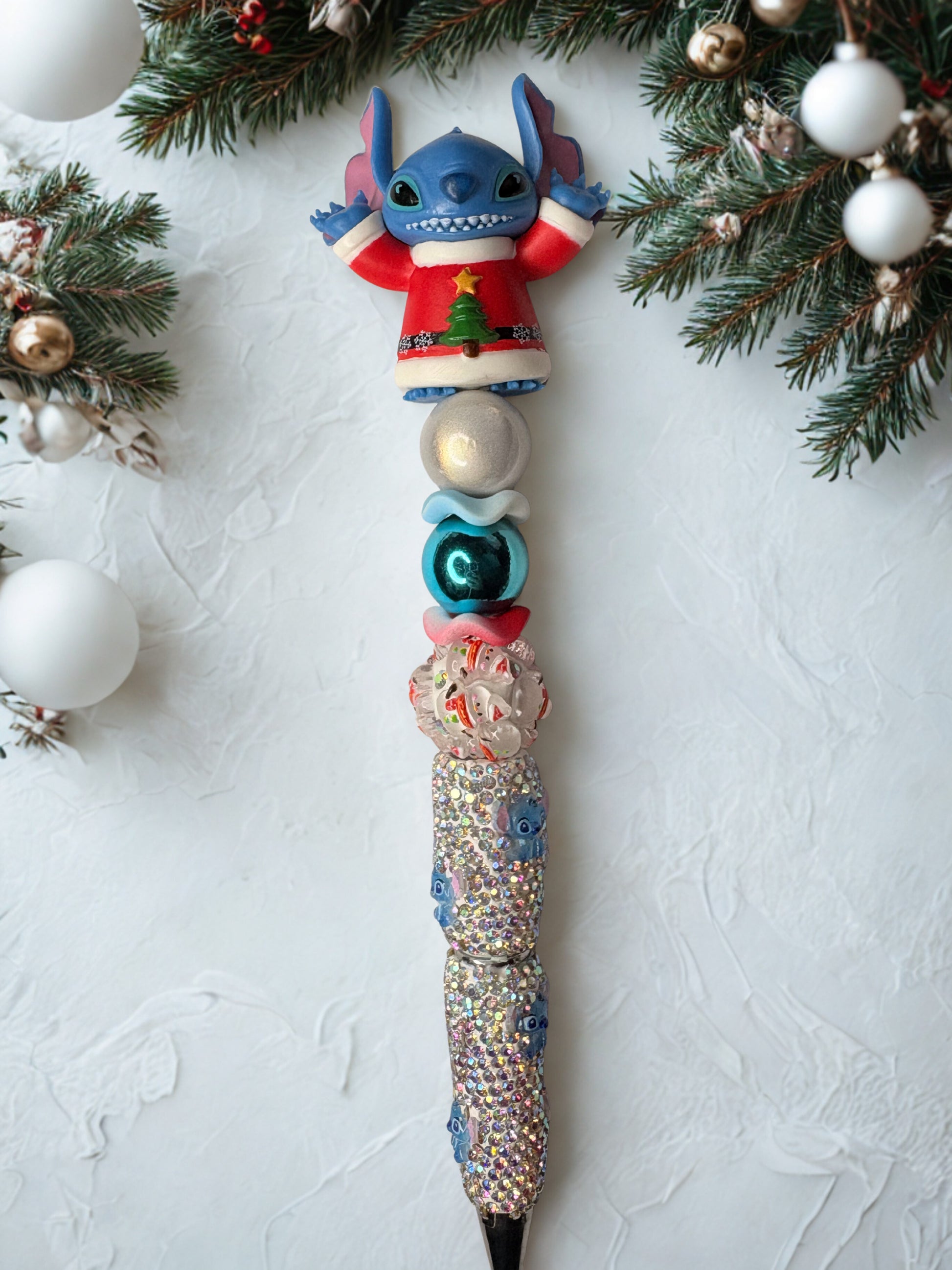 Santa Blue Guy Inspired Handmade Beaded Pen