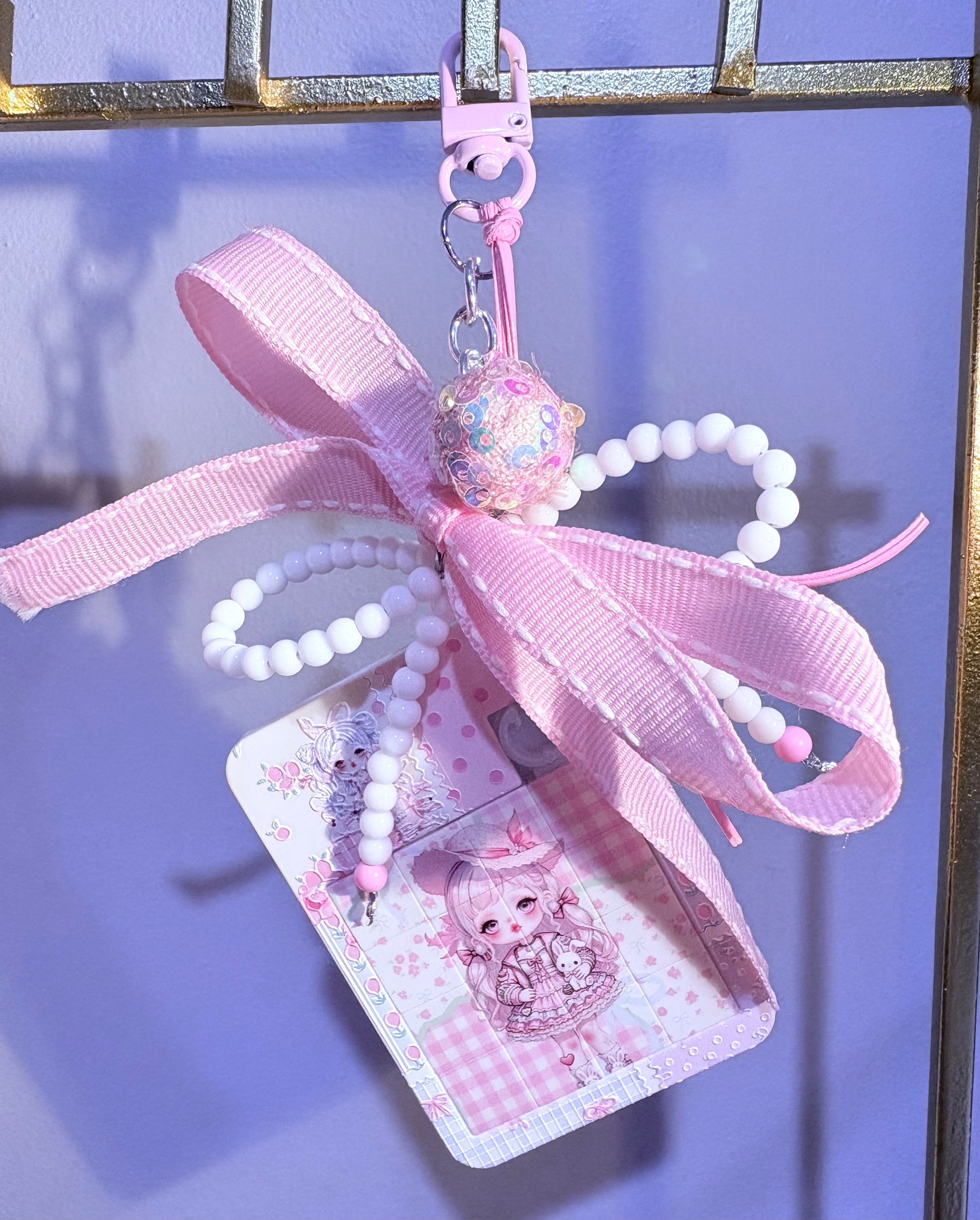 Pink and White SP Slide Puzzle Bag Charm