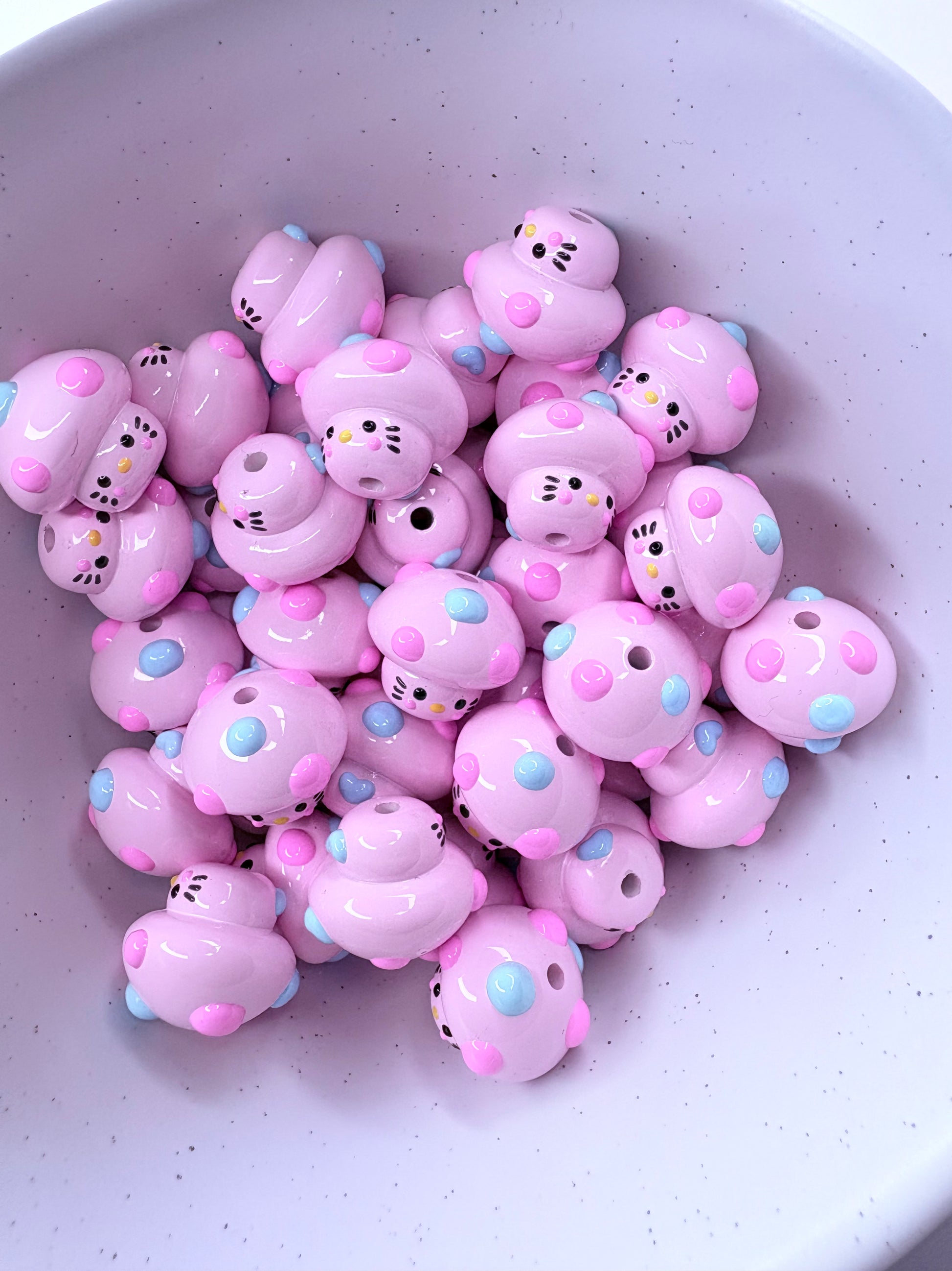 Cutie Mushroom Handpainted Acrylic Beads