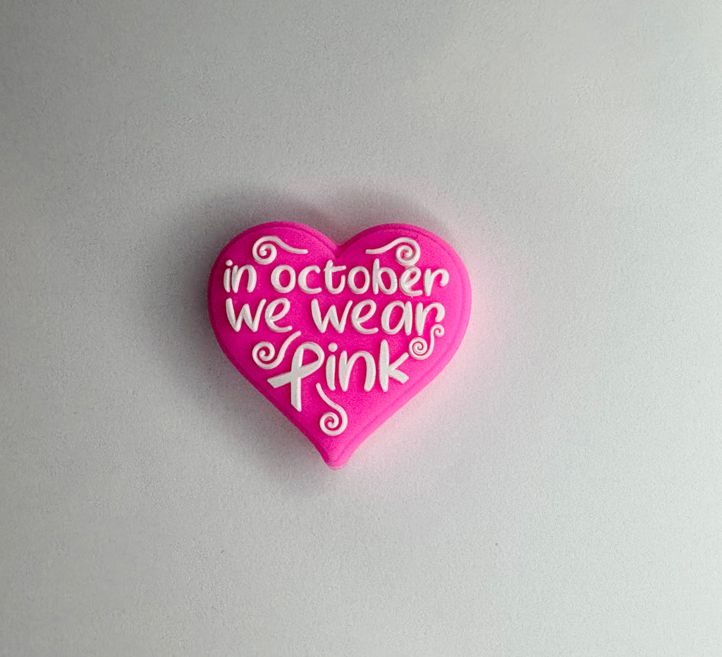 In October We Wear Pink Silicone Focal Bead (Breast Cancer Awareness)