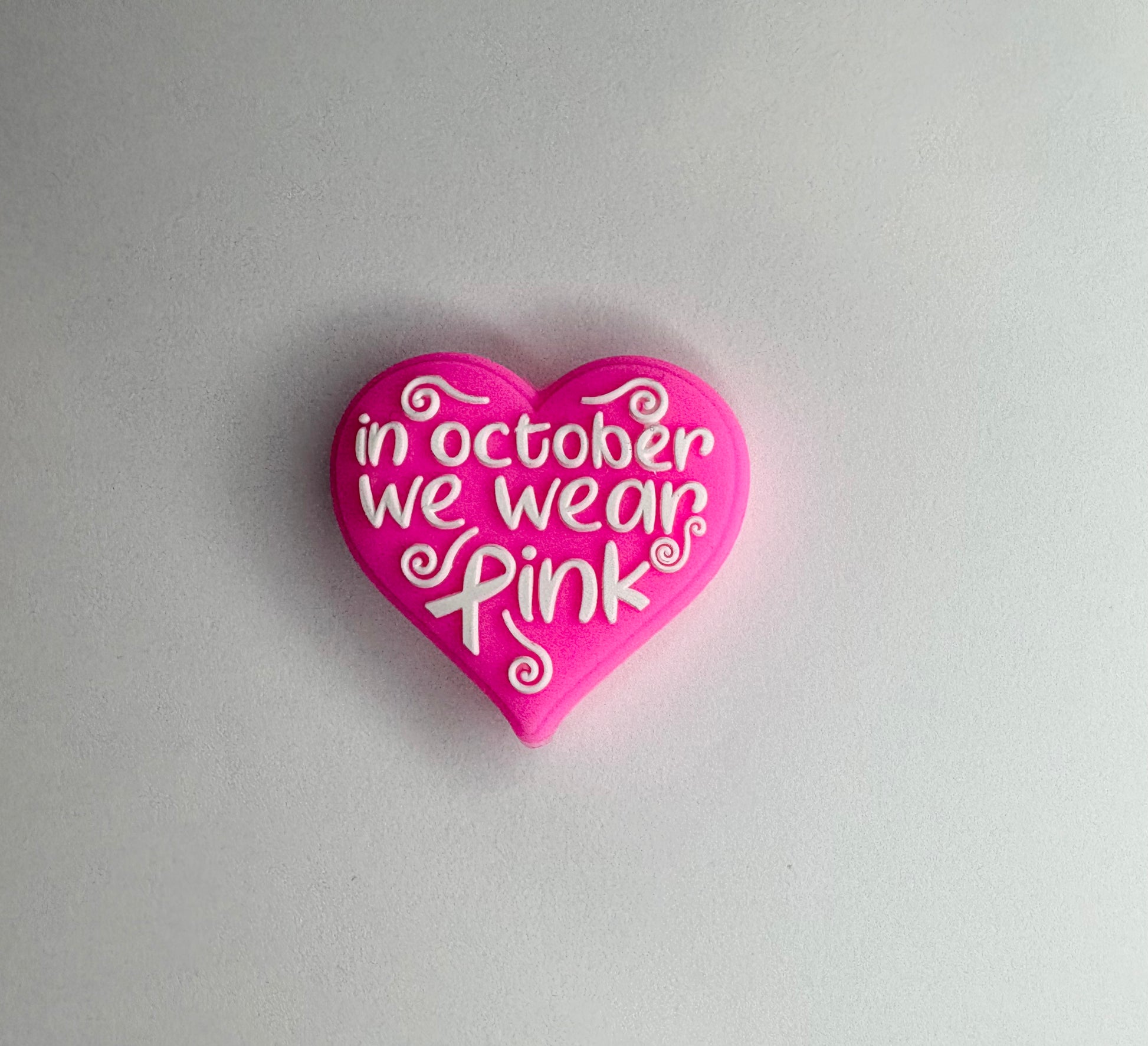 In October We Wear Pink Silicone Focal Bead (Breast Cancer Awareness)