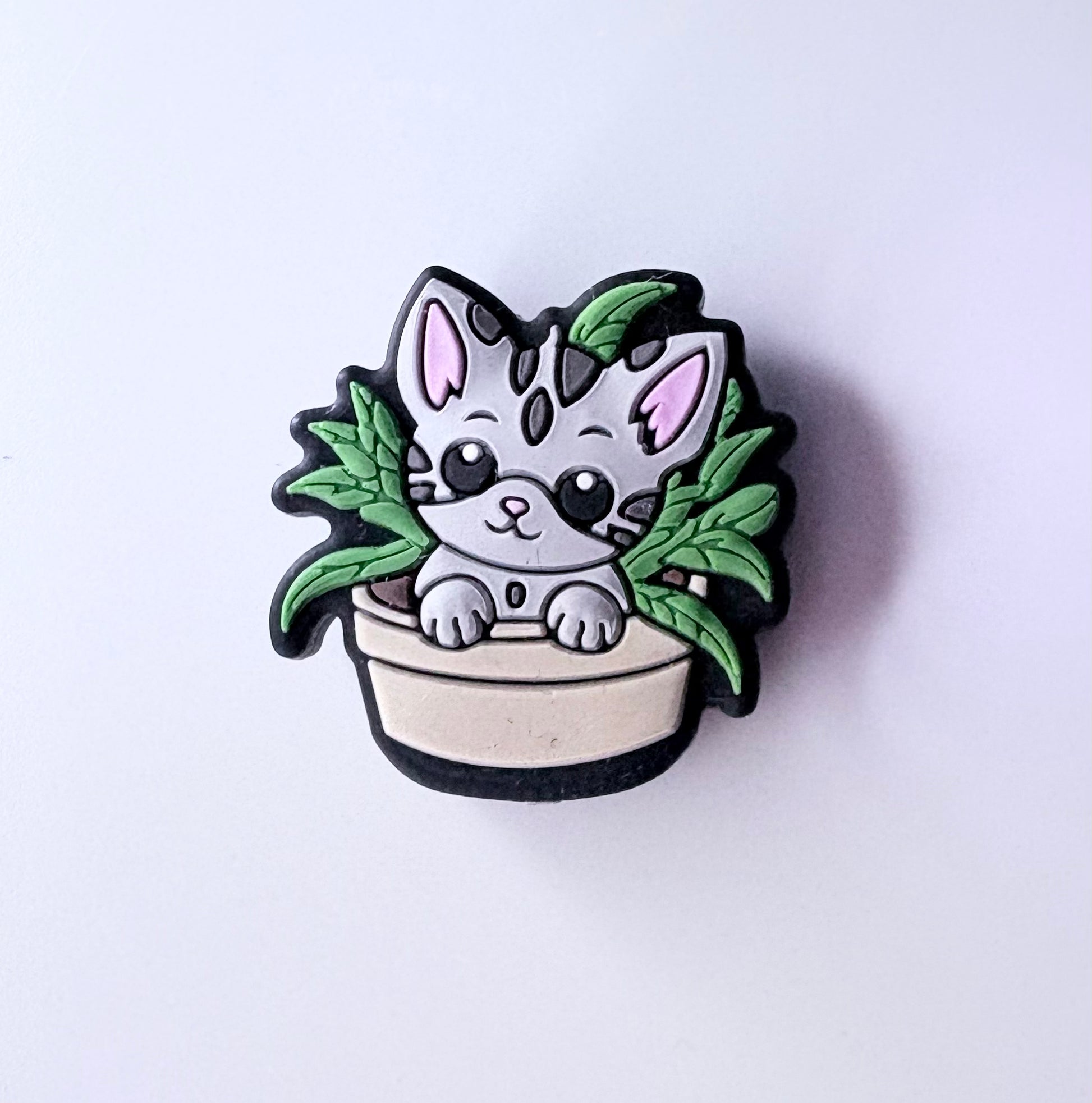 Kitty in a Plant Silicone Focal Bead