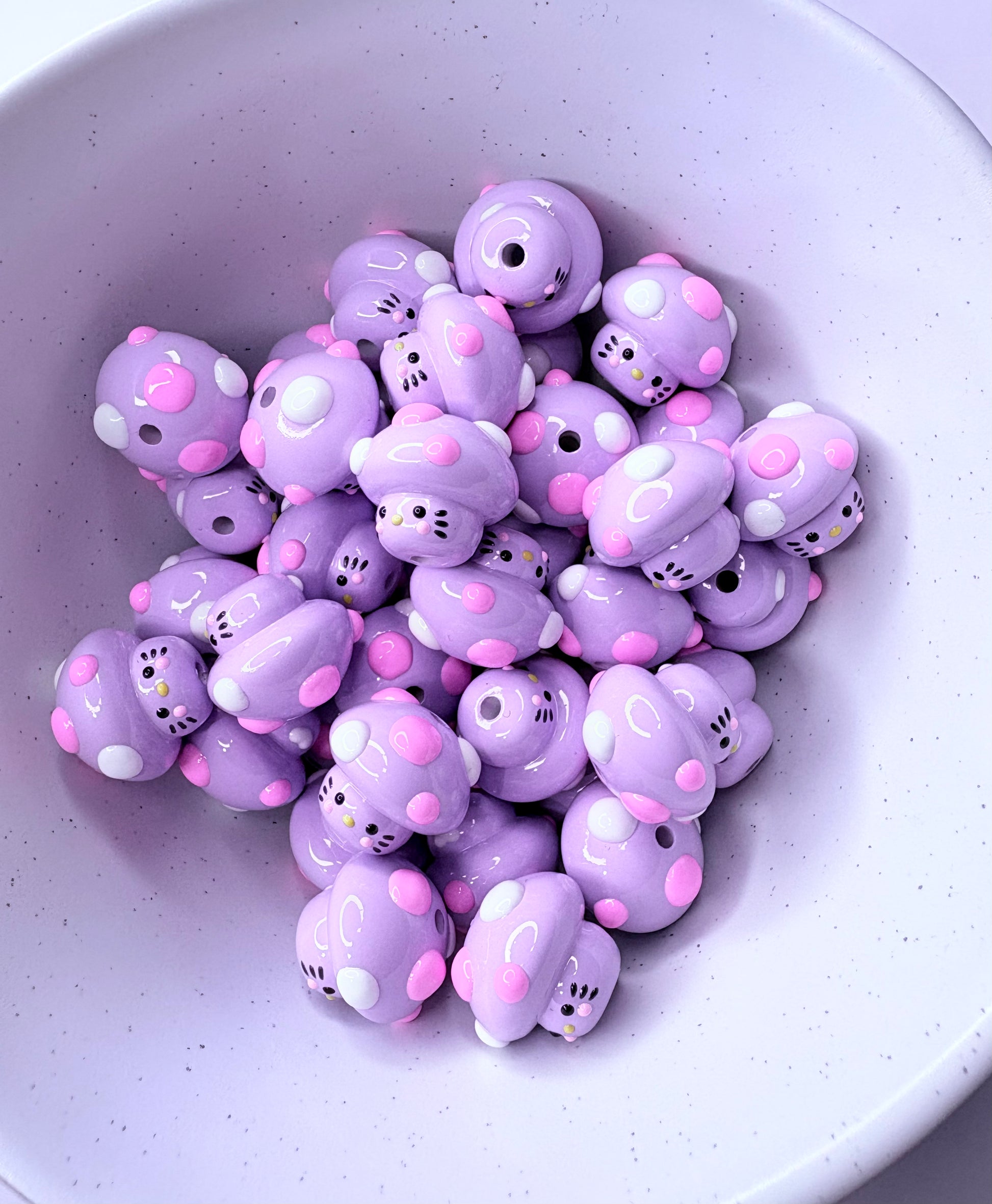 Cutie Mushroom Handpainted Acrylic Beads