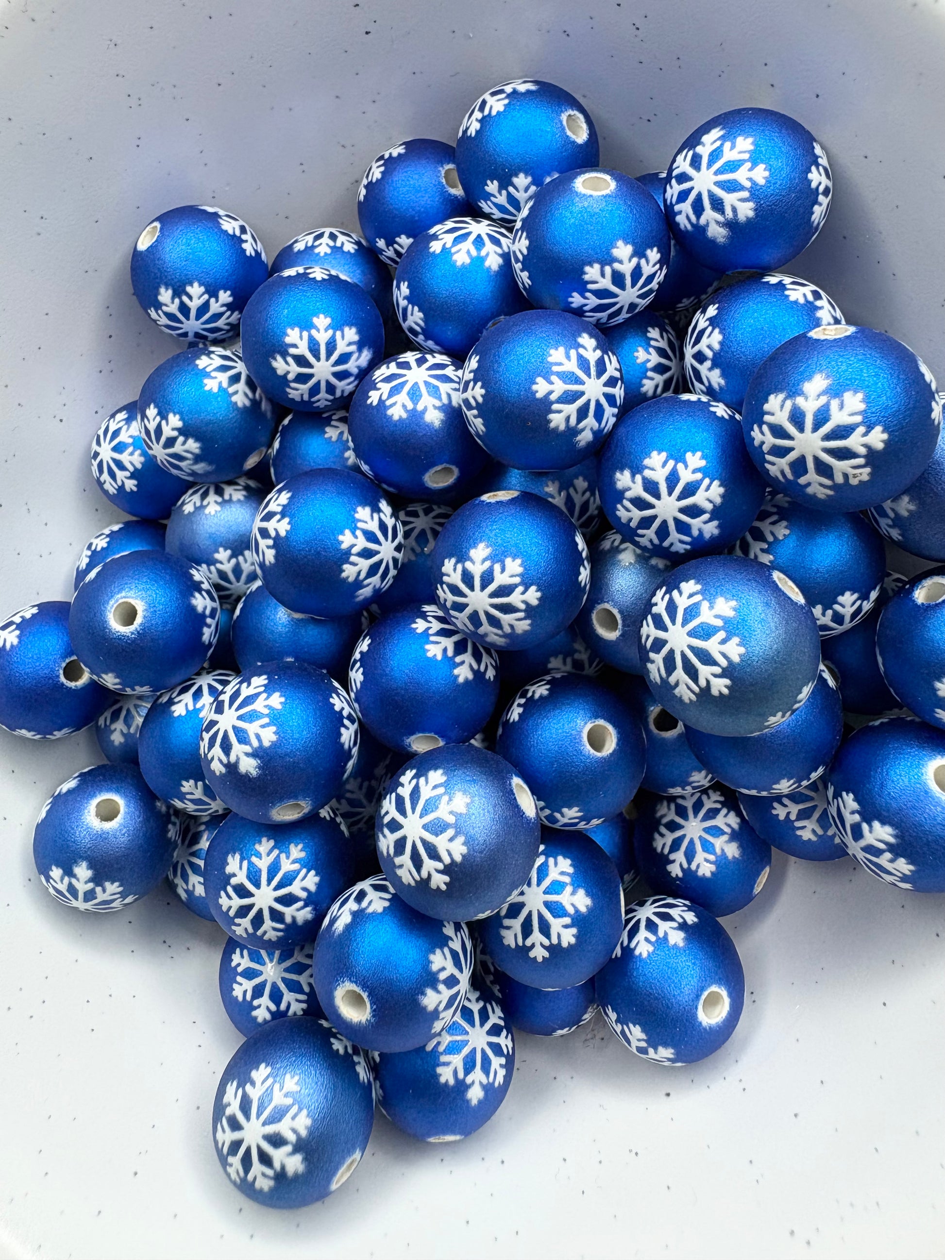 Holiday 16mm Blue Snowflake Acrylic Beads - 10pc