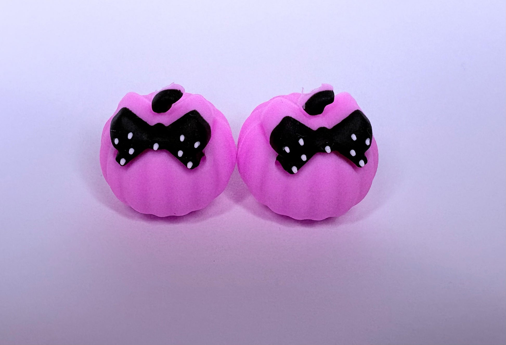 3D Pink Pumpkin with Bow Silicone Focal Bead