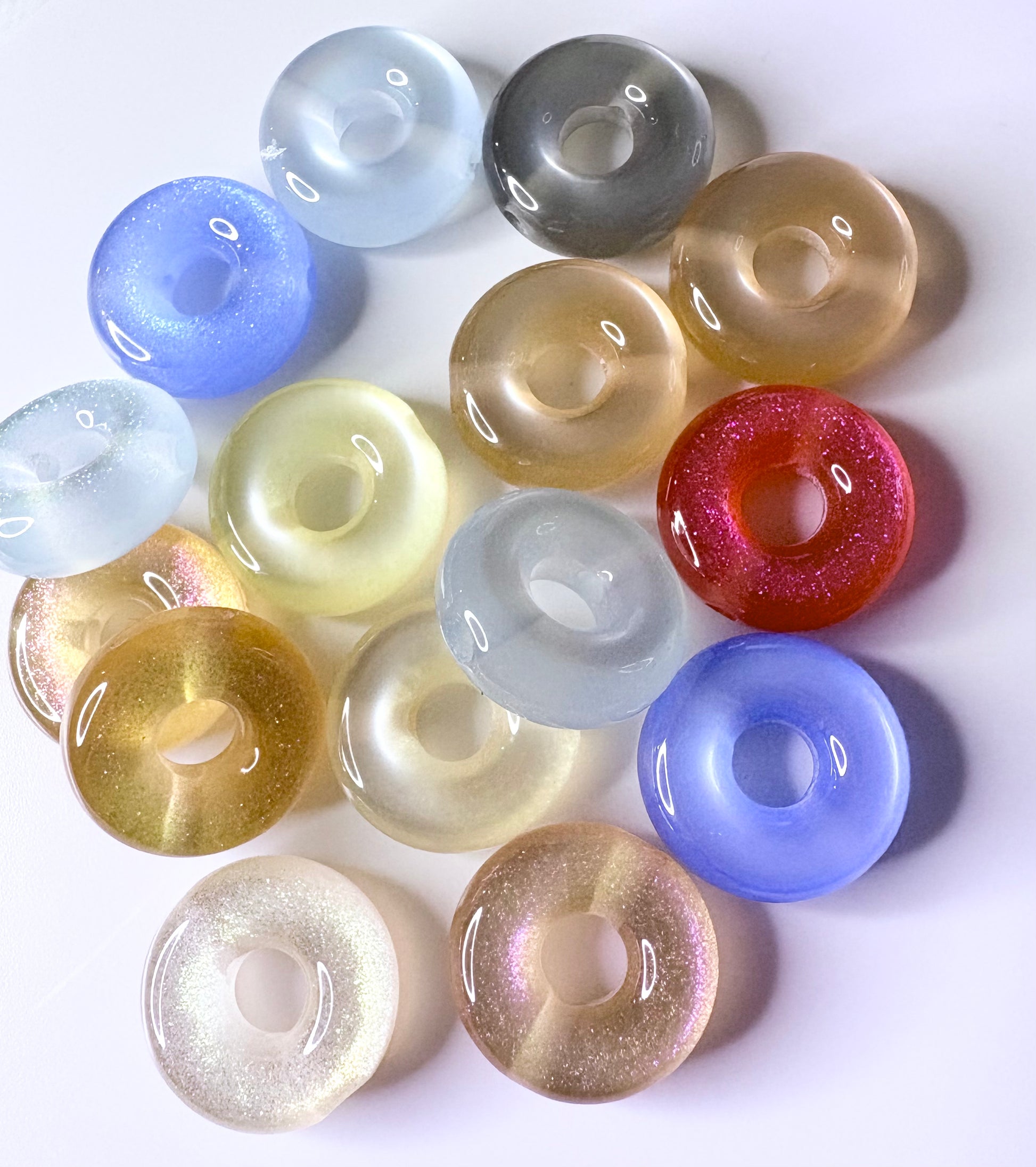 “Cat Eye Donut” Acrylic Beads - Set of 15