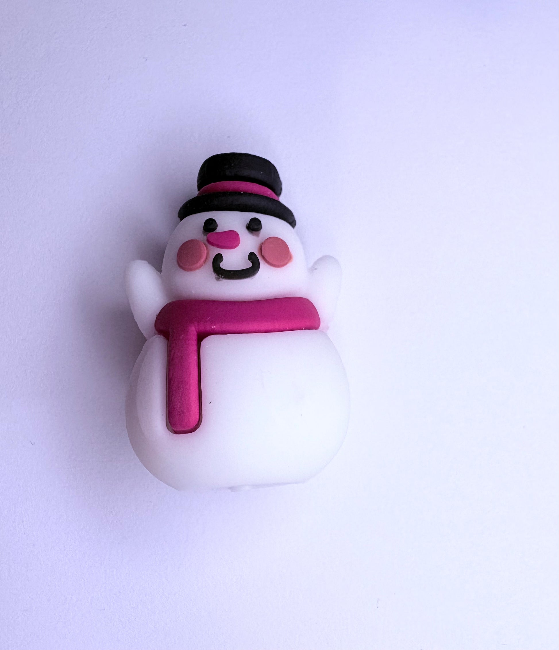 3D Holiday Snowman Focal Bead Topper (Half Drilled)