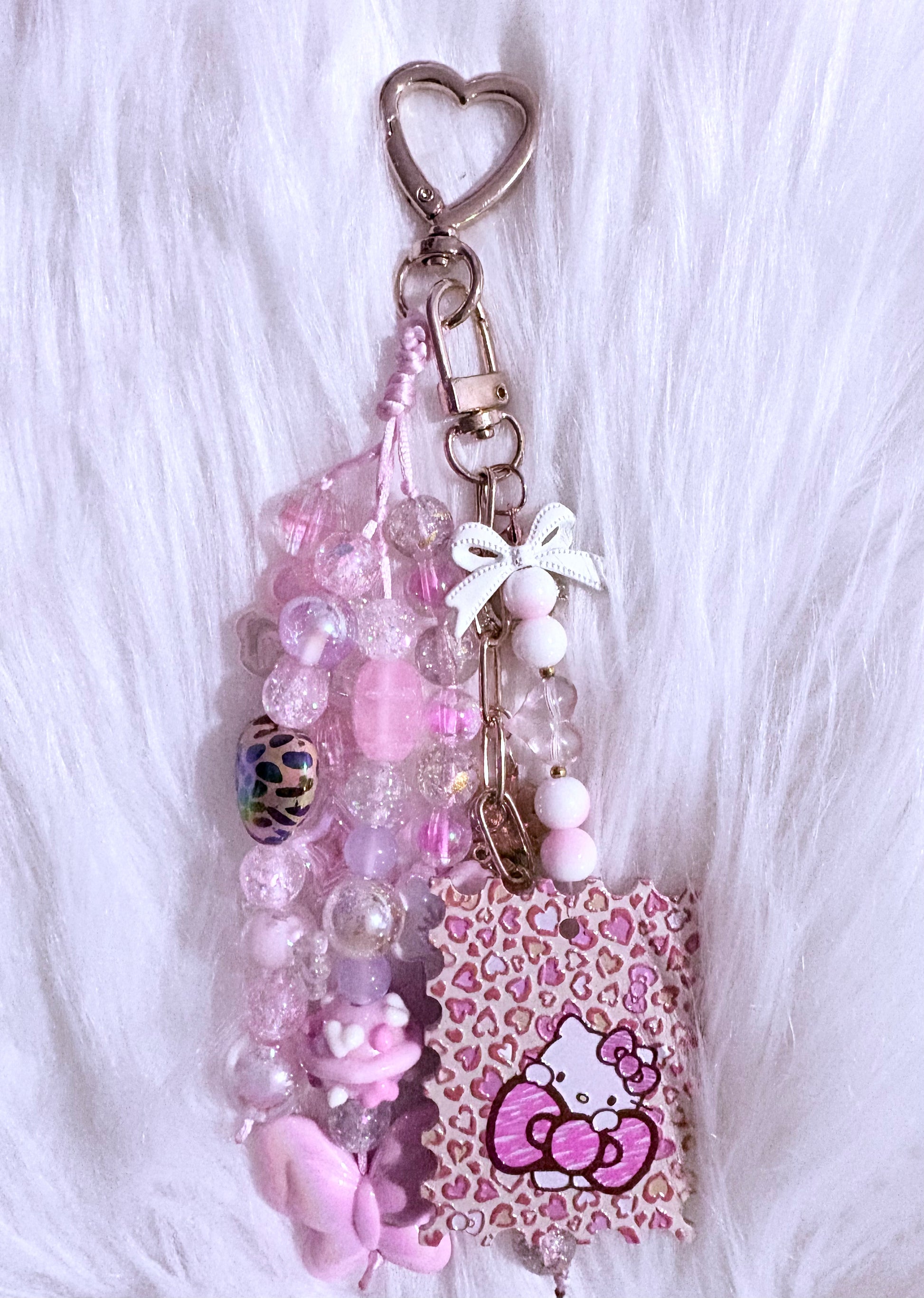Handmade Bag Charm Chain - Sweet Kitty Cheetah Print