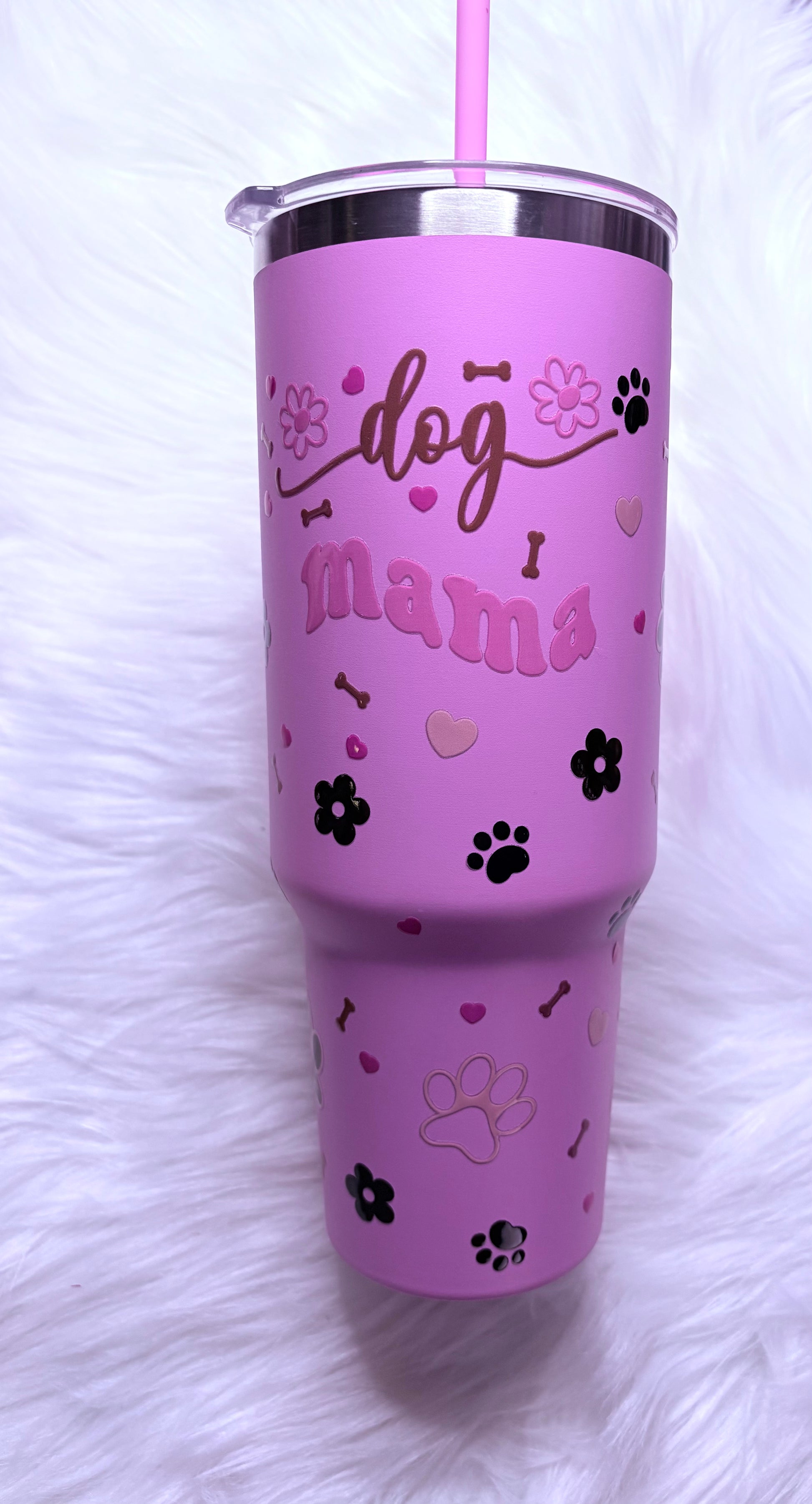 40oz Stainless Steel Tumbler - Dog Mama