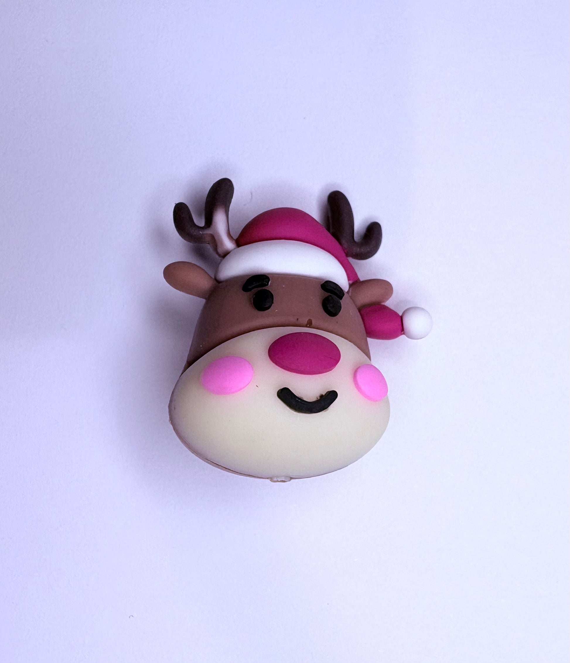 3D Holiday Reindeer Focal Bead Topper (Half Drilled)