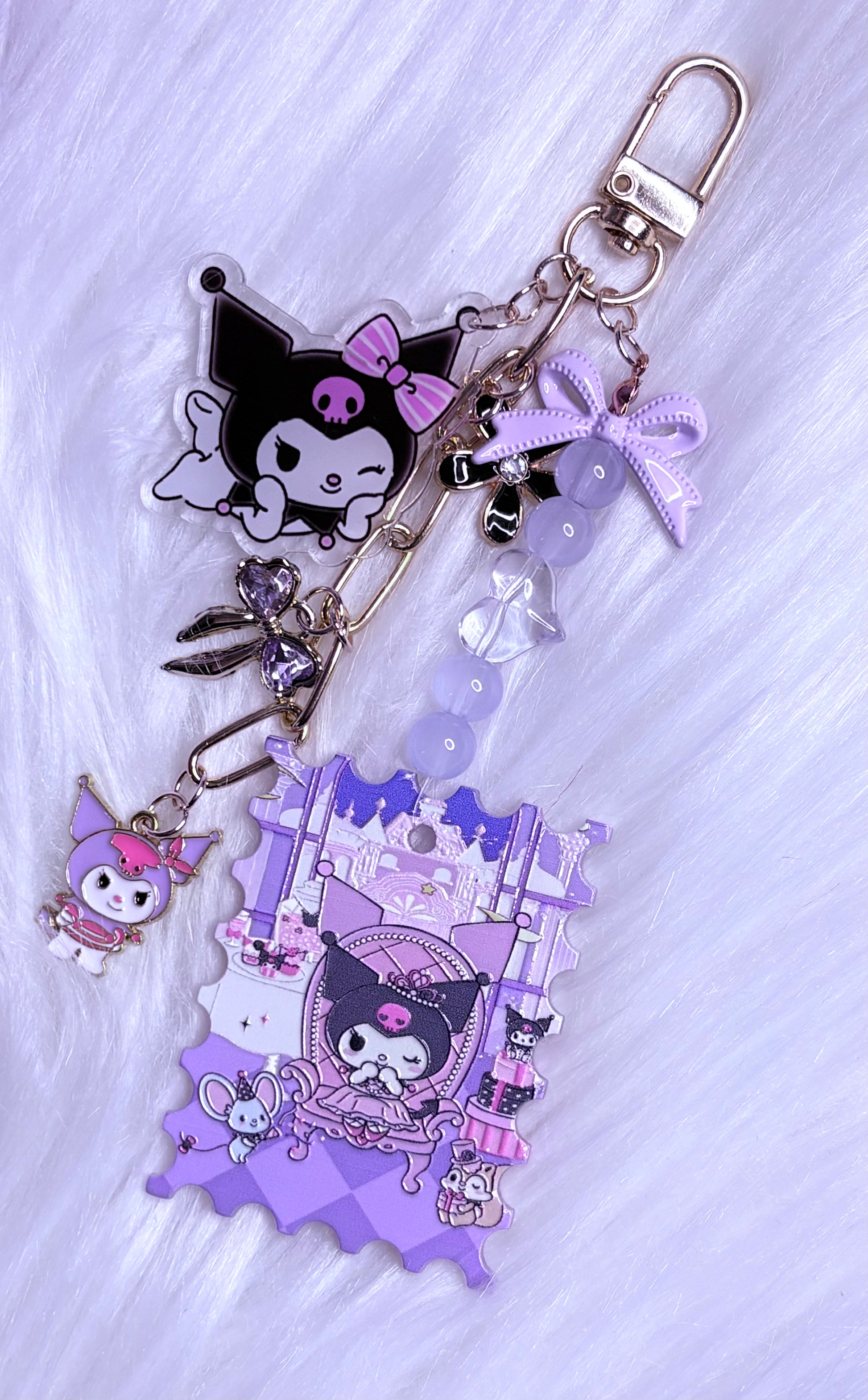 Handmade Bag Charm Chain - Black and Purple Kuku