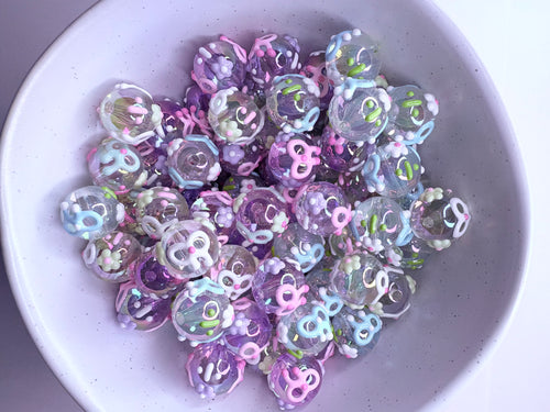 16mm Handpainted Bows Acrylic Beads - 10 pcs